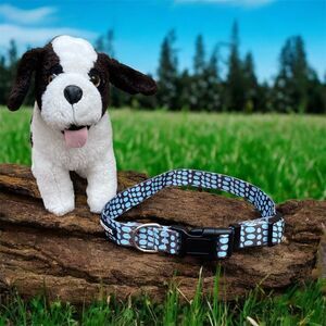 NWOT New Pettidol Dog Pet Collar w/Quick Release Buckle Blue/Brown Dot Pattern